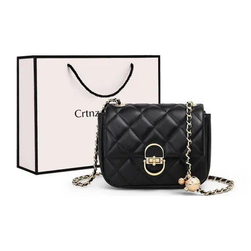 Crtnzo Kroez Сумка через плечо из коровьей кожи маленькая квадратная сумка стандартная женская черная