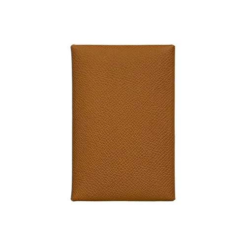 HERMES Calvi Duo Epsom Телячья кожа Кошелек Держатель для карт Унисекс Золотисто-коричневый