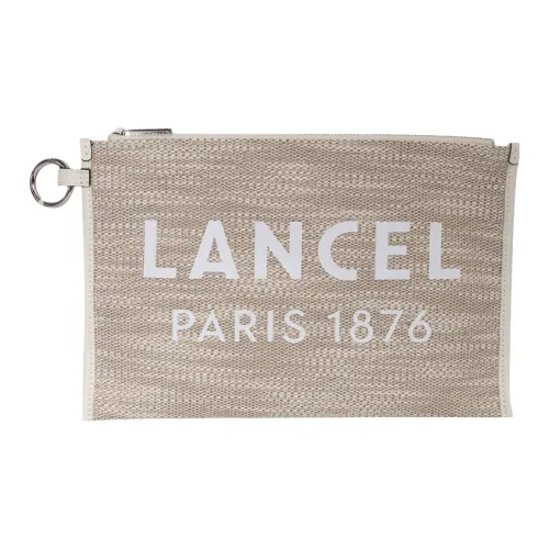 LANCEL Hemp Leather Clutch Large Women Beige
