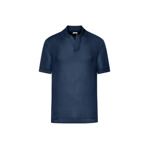 Ermenegildo Zegna Темно-синяя мужская поло рубашка