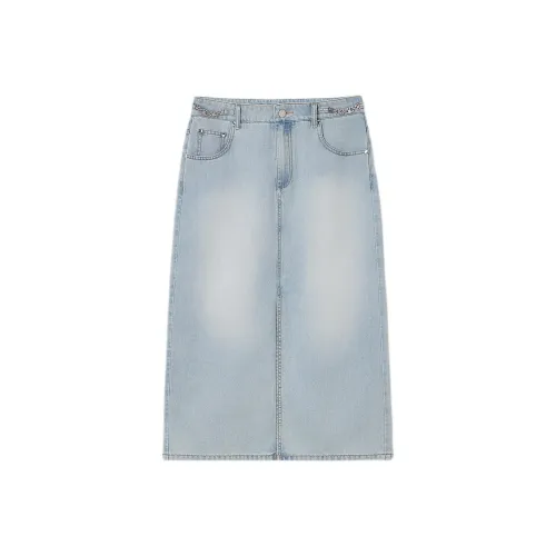 KARL LAGERFELD Деним Длинная Юбка Женская Синяя