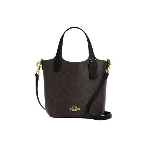 COACH Hanna Искусственная кожа Сумка через плечо Одно плечо Ведрообразная сумка Маленькая Женская Ореховый