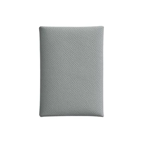 HERMES Calvi Duo Epsom Телячья кожа Держатель для карт Женские Серый