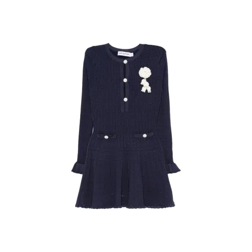 Self Портрет Длинный С рукавами Платье Женское Синий