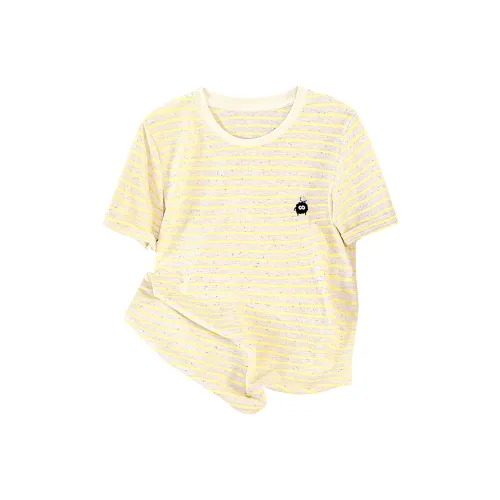 Женские футболки с полосками, желтого цвета