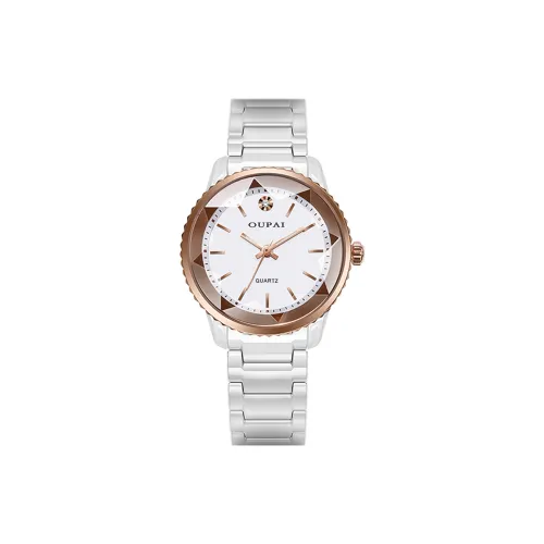 OUPAI Кварцевый механизм керамический ремешок часы женские белый циферблат