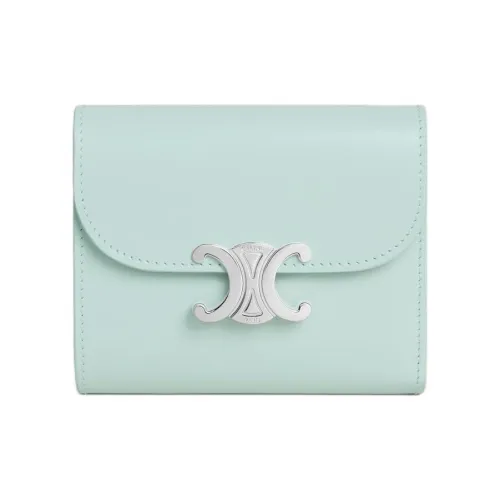 CELINE Triomphe Коровья кожа Кошелек Маленький Женский Цвет Blue Water