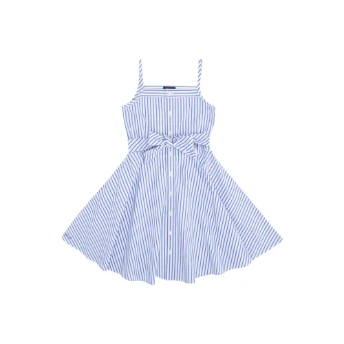 Ralph Lauren Полосы Бант Кружево Вверх Плиссированный Синий Детский