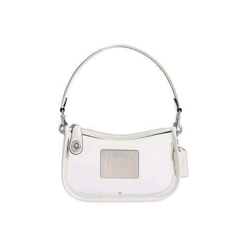COACH Swinger ПВХ Сумка через плечо Сумка на плечо Средняя Женская Прозрачная и Белая