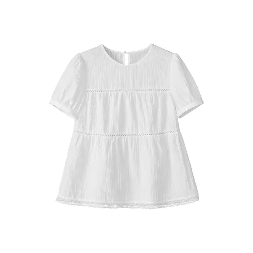 Fstudio Летний Корейский стиль Сладкий стиль Хлопок Универсальный Короткий рукав Рубашка Женская