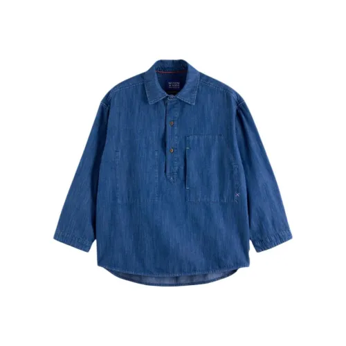 Scotch&Soda Выстиранные рубашки мужские цвета индиго