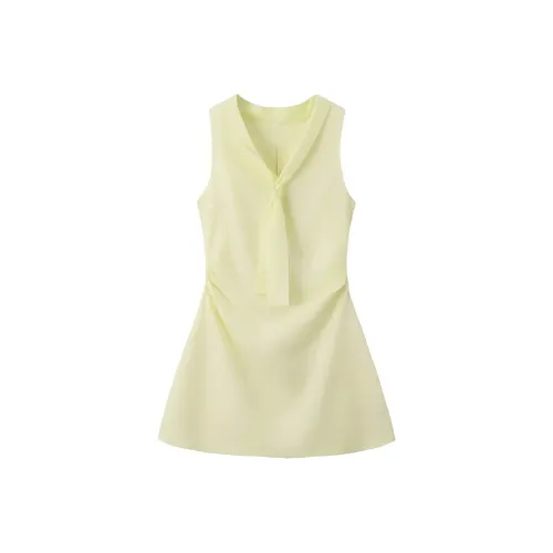 MTHE Желтые Женские Платья без рукавов