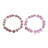Браслет с бусинами "Shimmer" 1 пара (Сливовый фиолетовый 8 мм + Розовый 8 мм)