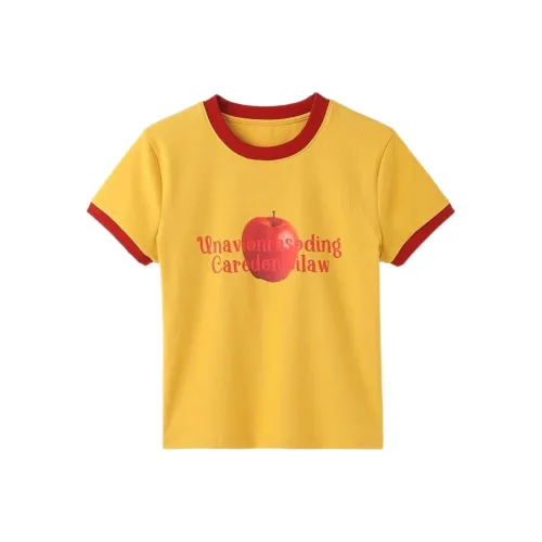 MUQINGQING Желтый и Красный Женские T-рубашки