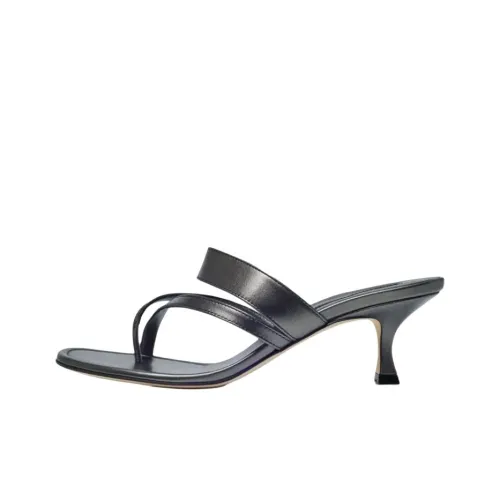 MANOLO BLAHNIK Резина Подошва Нет Особенный Эффект Шлепанцы 5 см Женские Черный