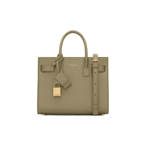 SAINT LAURENT SAC DE JOUR Коровья кожа Тоут Сумка Сумка для покупок Сумка через плечо Сумка Мини Женская Зеленая