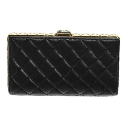 CHANEL Lambskin Evening Clutch Bag Women's Black