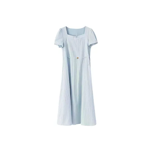 XIMENG Blue Женские Короткие Платья с Рукавами
