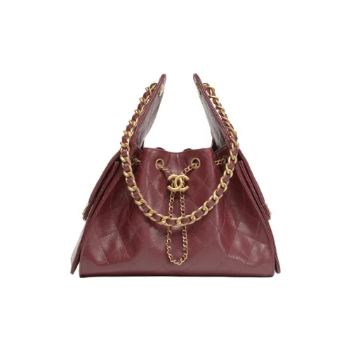 CHANEL С рельефом Тисненый Телячья кожа Сумка Маленькая Женская Бургунди