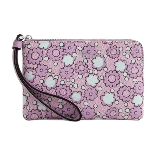 COACH Wristlet Покрытый холст Клатч Маленький Женский Фиолетовый