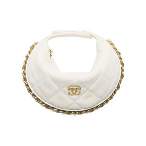 CHANEL Блестящий Wrinkle Овечья шкура Сумка Мини Women's White