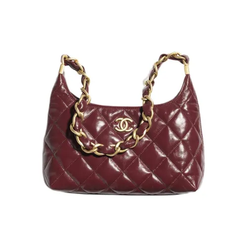 CHANEL Полированная овечья кожа Hippy Сумка Сумка через плечо Женская Бордовый