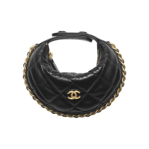 CHANEL Блестящий Wrinkle Овечья шкура Сумка Маленькая Женская Черная