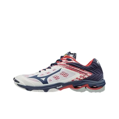 Mizuno Wave Lightning Z5 Устойчивые к истиранию Низкие Кроссовки для тренировок Мужские Белый Фуксия Красный