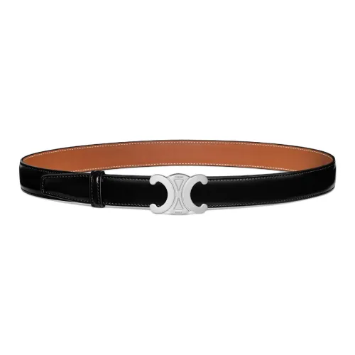 CELINE Кожаные ремни Женские Черный Рыжевато-коричневый 2,5CM