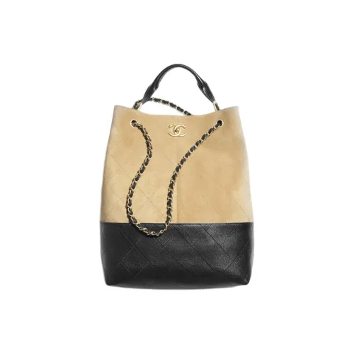 Chanel Замша с кожаными вставками Сумка Женская Бежевая и Черная