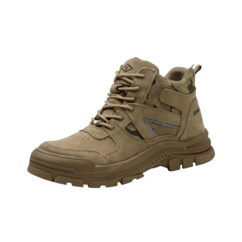 DINGGU Безопасность и Защитная Обувь Высокий Верх Коричневый [Все Сезон] [Прочный, Устойчивый к Трениям и Перфорации] Мужская