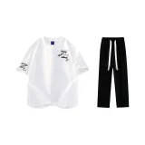 Комплект одежды (Белая футболка + Черные повседневные штаны)