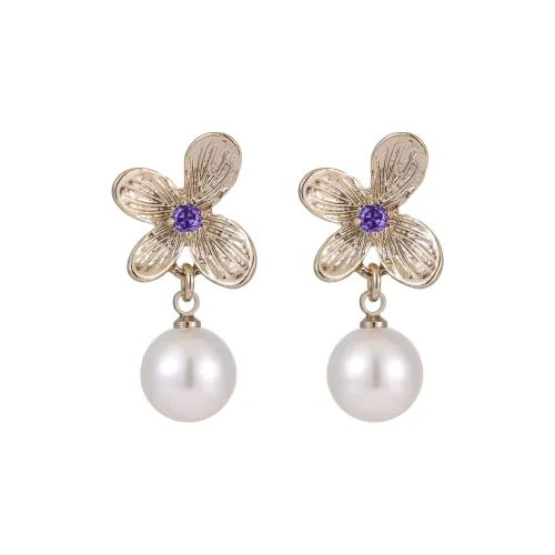 Серьги-гвоздики из серебра S925 фиолетовые женские