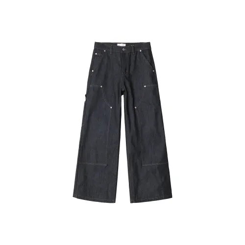 HANDAIWEI Темно-циановые Черные Унисекс Джинсы