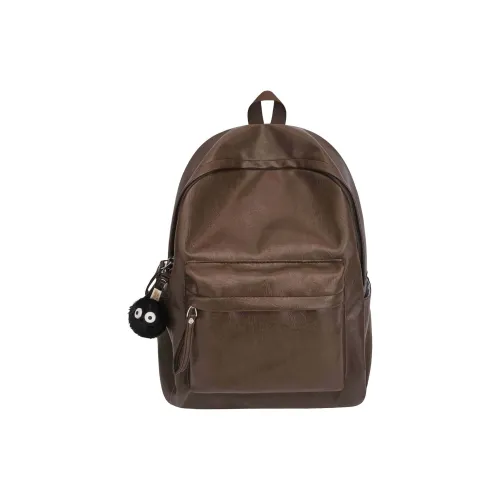 WXRX Кожа Рюкзак Женские Темно-коричневый Черный