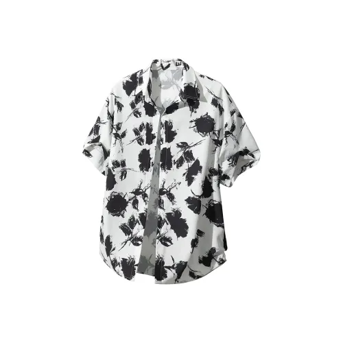 Chinpeno Чернильный цветочный SHADOW Унисекс Рубашки