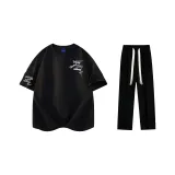 Комплект одежды (Черная футболка + Черные повседневные штаны)