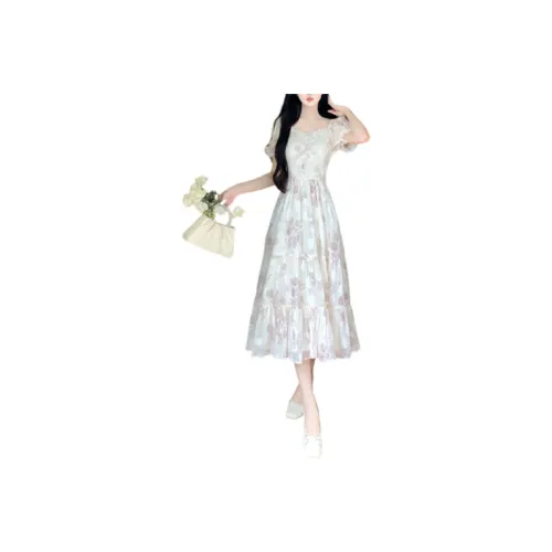 YICHEN Короткое платье с короткими рукавами женское