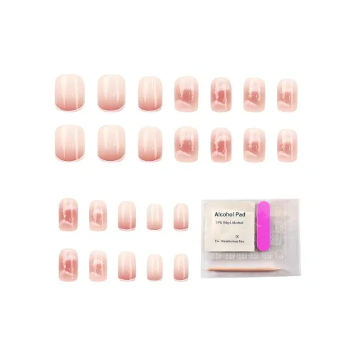 XUNQIANSE Кожа Flattering False Nail Ручной работы Желе Гель Средний LADDER Розовый Румяна Стойкий Французский