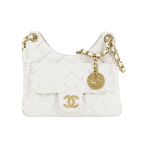 CHANEL Сумка через плечо из коровьей кожи хиппи-сумка-хобо хобо-сумка сумка через плечо маленькая сумка через плечо женская белая