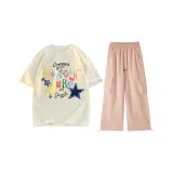 Комплект одежды (Абрикосовый топ + Розовые штаны)