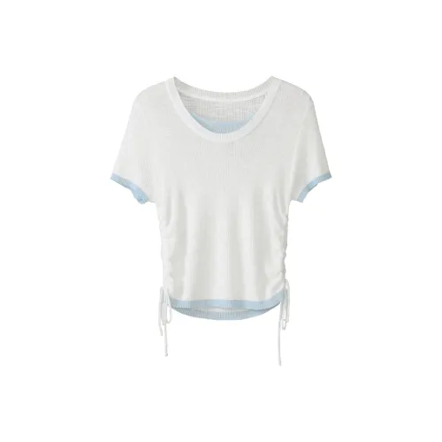 Fstudio Летний Корейский стиль Дизайн для девушки Горячая Дизайн 2 предмета с утяжкой на талии Круглый вырез Короткий рукав Т-рубашка Женская