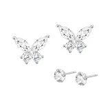 Серьги из серебра 925 пробы в форме сердца с бабочкой, набор одежды