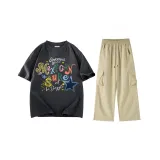 Комплект одежды (Темно-серый топ + хаки штаны)