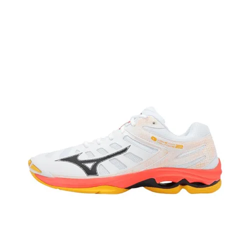 Кроссовки Mizuno Wave Voltage 2 для тренировок, низкий топ, белый, желтый, розовый, мужской