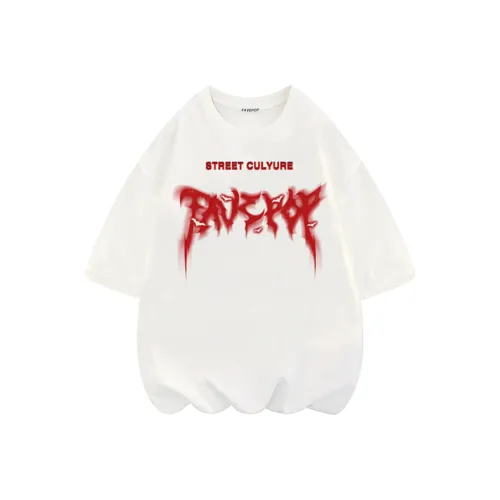 FAVEPOP Свободный крой Повседневный Круглый вырез Короткий рукав T-рубашки Унисекс