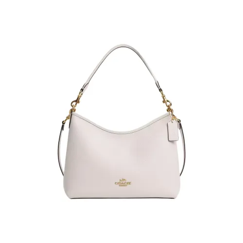 COACH Лорел Пыльца Кожа Портативная Сумка через плечо Сумка на плечо Большая Женская Золотая и Мел