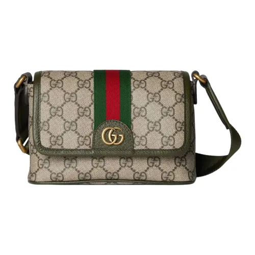 GUCCI Ophidia Кожа Сумка через плечо Сумка на плечо Мини Мужская Бежевая и Темно-коричневая