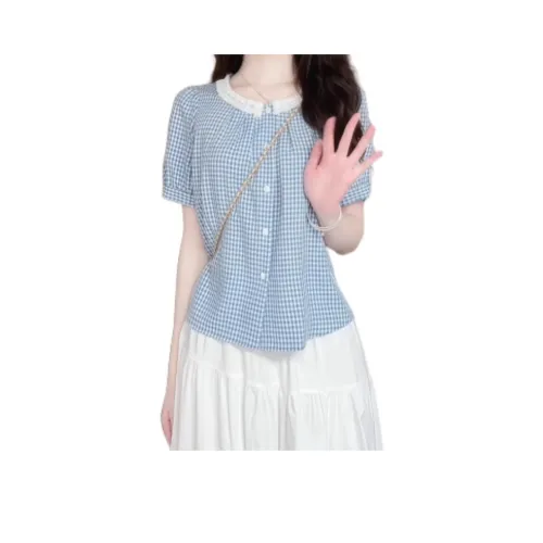 LAKESI Синий Клетчатый Цвет. Топ Женские Рубашки