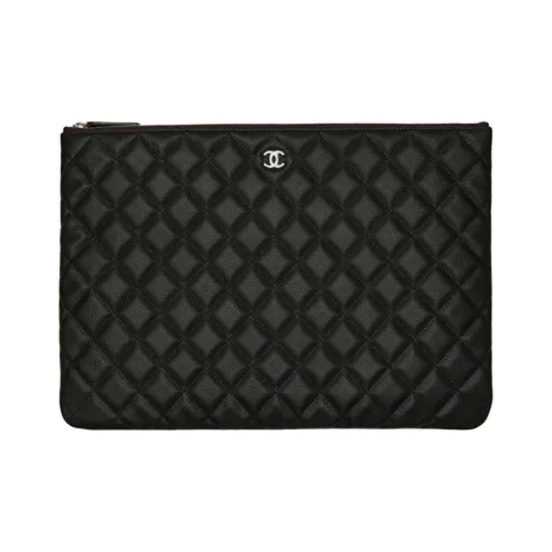 CHANEL Кожа Клатч Большой Женский Черный